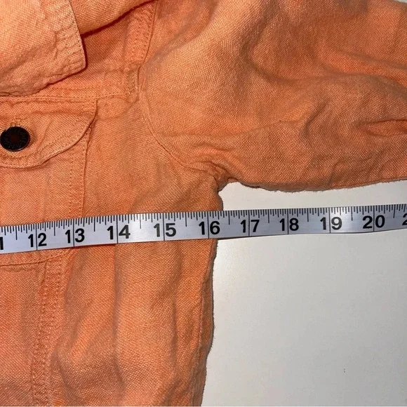 J. Jill 100% Linen Neon Orange Button Utility Jacket Xsmall Women’s - Picture 6 of 10